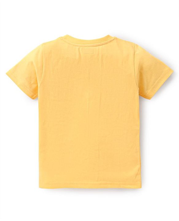 Babyhug Cotton Knit Half Sleeves Fish Printed Night Suit - Yellow & Blue