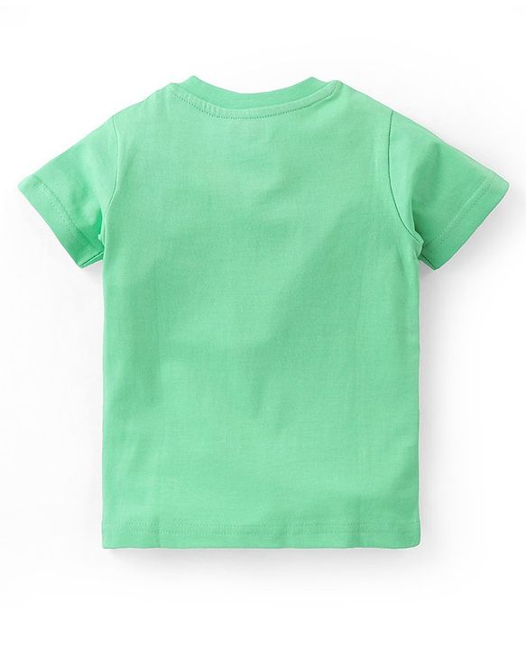 Babyhug Cotton Knit Half Sleeves Night Suit With Animal Print - Green & Blue