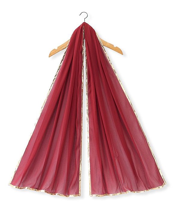 Babyhug 100% Cotton Woven Three Fourth Sleeves Kurti Palazzo & Dupatta Floral Print - Maroon