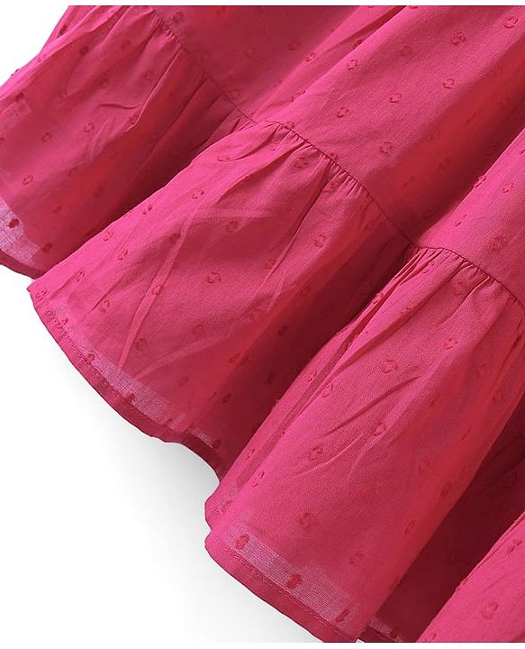 Pine Kids 100% Cotton Woven Half Sleeves With Textured Frock - Pink