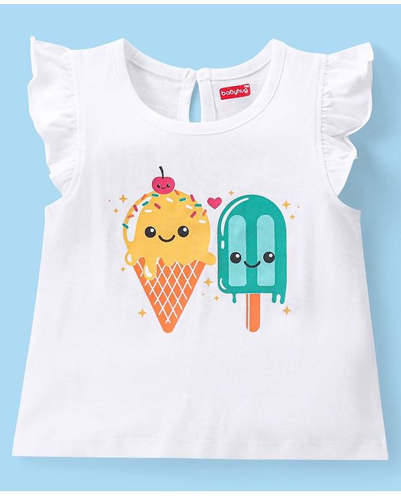 Babyhug Cotton Knit Frill Sleeves Top with Polka Dot Graphics Pack of 3 - Multicolour