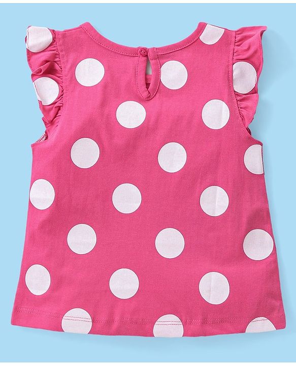 Babyhug Cotton Knit Frill Sleeves Top with Polka Dot Graphics Pack of 3 - Multicolour