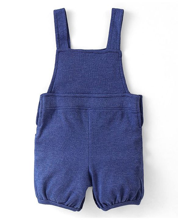 Babyhug Single Jersey Knit Dungarees & Half Sleeves  T-Shirt with Floral Print & Snail Embroidery - Multicolour