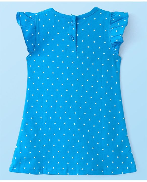 Babyhug Cotton Knit Frill Sleeve Nighty With Polka Dot Print & Rainbow Print Pack Of 2 - Multicolor