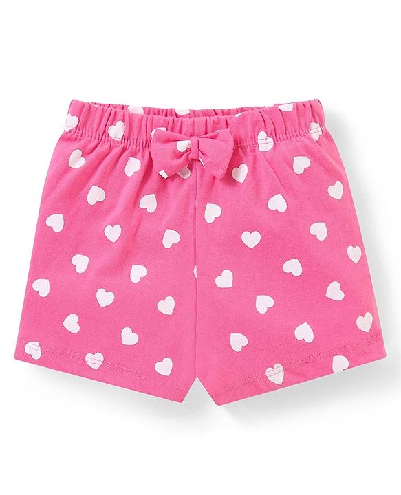 Babyhug Single Jersey Knit Half Sleeves Night Suit with Text & Heart Print - Green & Pink