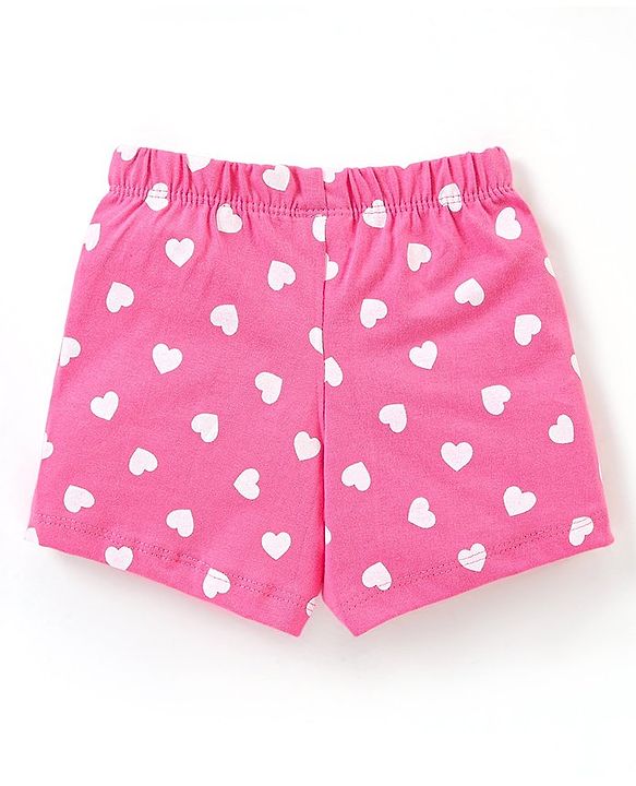Babyhug Single Jersey Knit Half Sleeves Night Suit with Text & Heart Print - Green & Pink