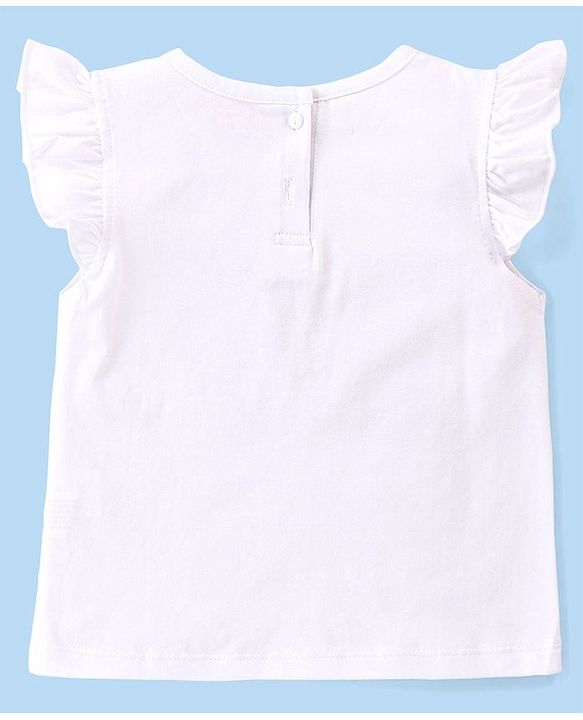 Babyhug Single Jersey Knit Half Sleeves Nightsuit with Text & Star Print - White & Orange