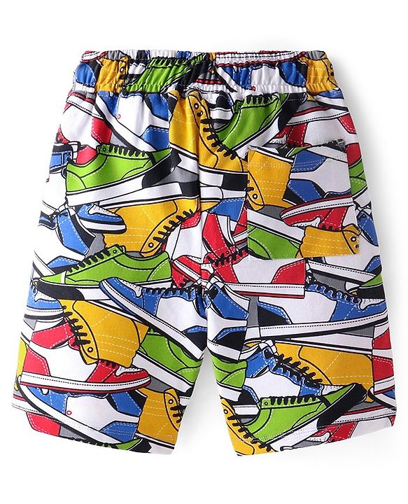 Pine Kids Terry Above Knee Length Shorts Sneaker Print - Multicolour