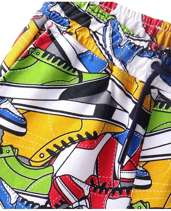 Pine Kids Terry Above Knee Length Shorts Sneaker Print - Multicolour