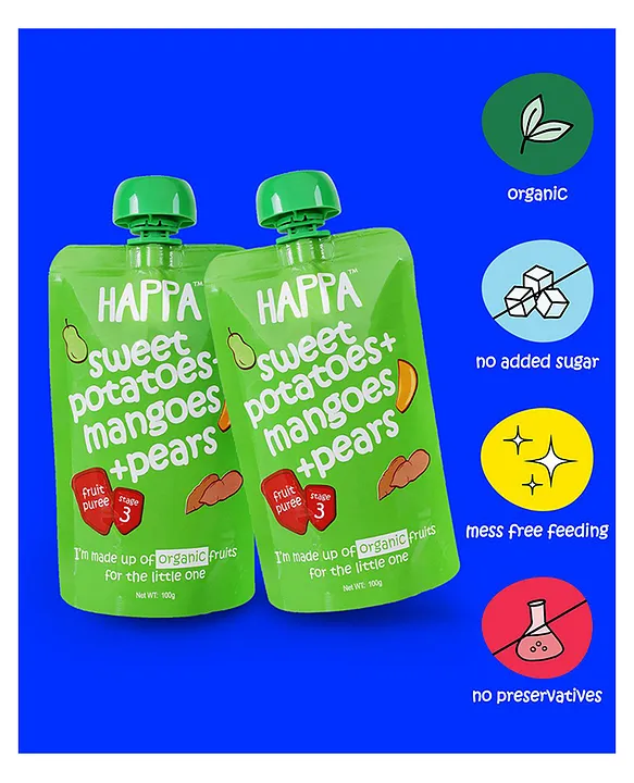Oats Happa Fruit Puree Happa Organic Baby Food Sweet Potato Mango