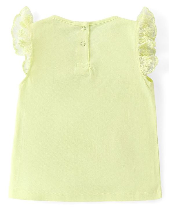 Babyhug Cotton Knit Frill Sleeves Floral Printed Top & Shorts Set - Off White & Pink