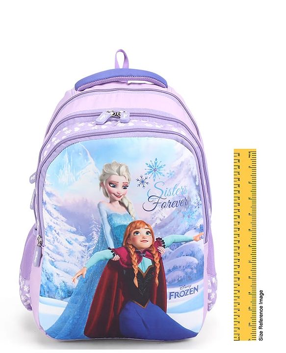 Babyhug Disney Frozen Elsa School Backpack|2 Main Compartments, 1 Front Pocket, 2 side Bottle Pockets|Water Resistant|Long lasting and Durable Zippers | Comfortable back cushioning | For School, Travel and Outdoors|Blue- 15 inches