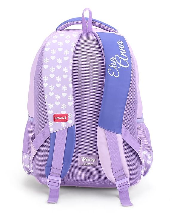Babyhug Disney Frozen Elsa School Backpack|2 Main Compartments, 1 Front Pocket, 2 side Bottle Pockets|Water Resistant|Long lasting and Durable Zippers | Comfortable back cushioning | For School, Travel and Outdoors|Blue- 15 inches