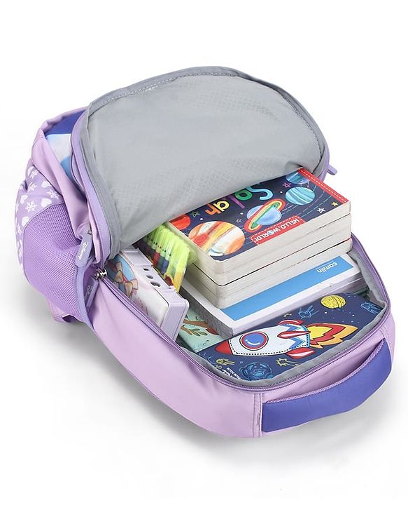 Babyhug Disney Frozen Elsa School Backpack|2 Main Compartments, 1 Front Pocket, 2 side Bottle Pockets|Water Resistant|Long lasting and Durable Zippers | Comfortable back cushioning | For School, Travel and Outdoors|Blue- 15 inches