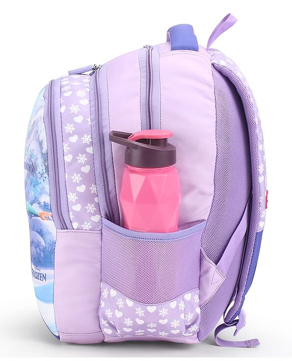 Babyhug Disney Frozen Elsa School Backpack|2 Main Compartments, 1 Front Pocket, 2 side Bottle Pockets|Water Resistant|Long lasting and Durable Zippers | Comfortable back cushioning | For School, Travel and Outdoors|Blue- 15 inches