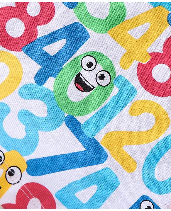Babyhug Cotton Knit Sleeveless T-Shirt with Numerical Print - White