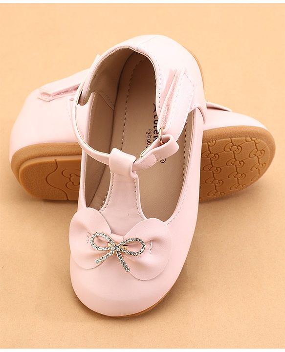 Cute Walk by Babyhug Ballerinas with Velcro Closure & Bow Applique- Pink