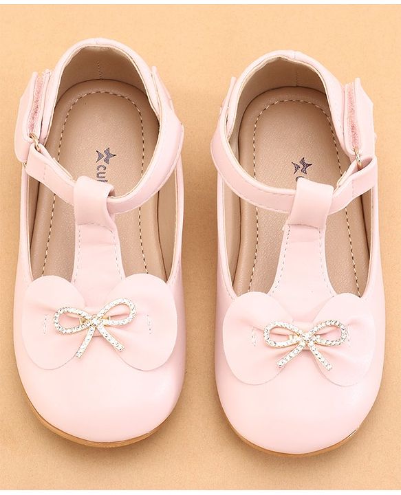 Cute Walk by Babyhug Ballerinas with Velcro Closure & Bow Applique- Pink