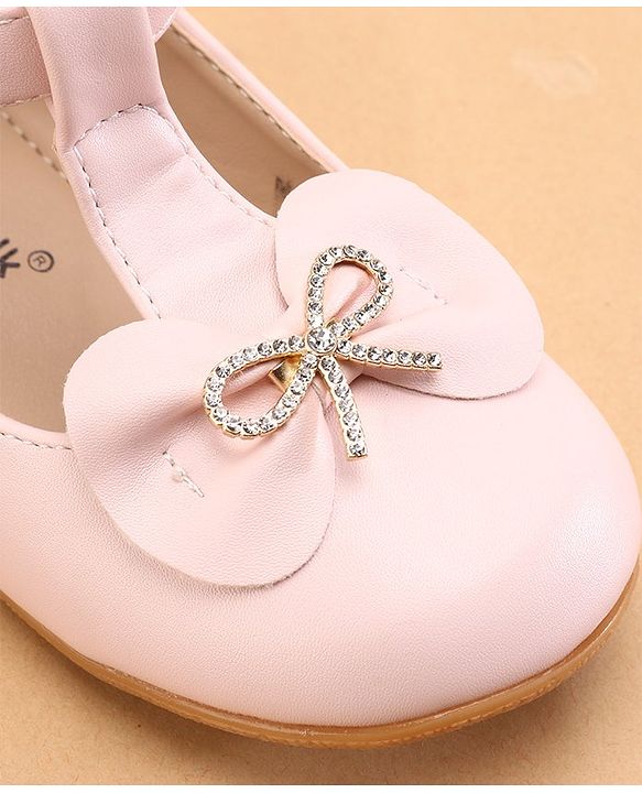 Cute Walk by Babyhug Ballerinas with Velcro Closure & Bow Applique- Pink