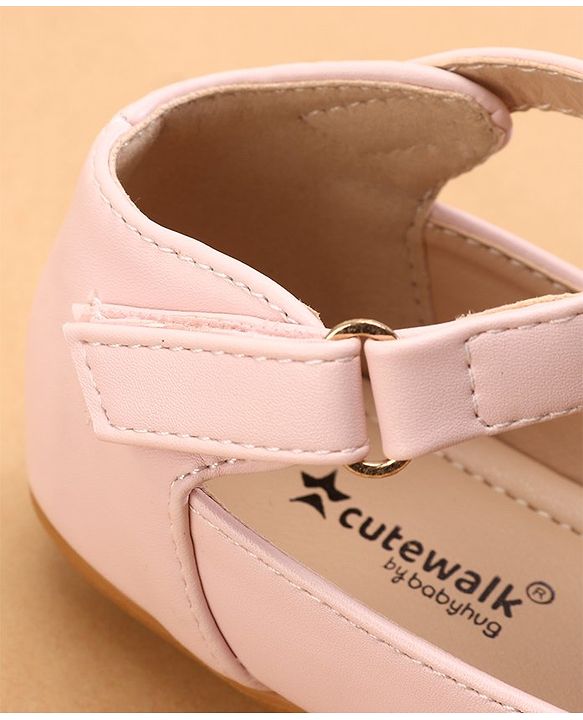Cute Walk by Babyhug Ballerinas with Velcro Closure & Bow Applique- Pink