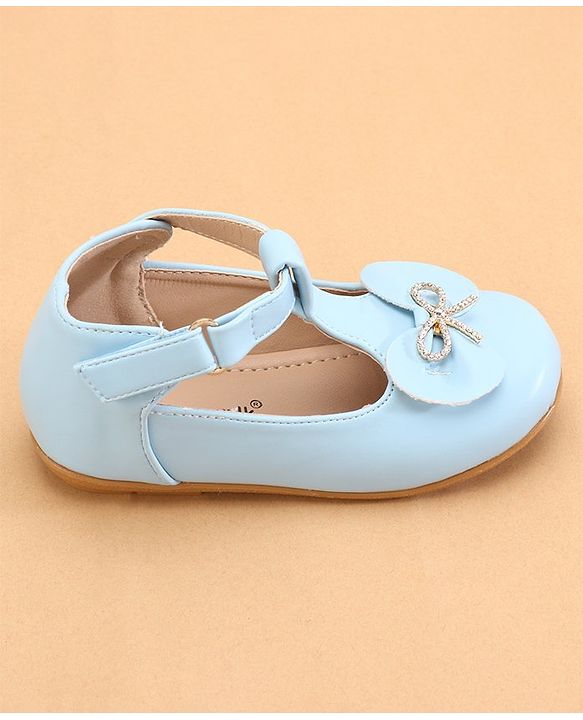 Cute Walk by Babyhug Ballerinas with Velcro Closure & Bow Applique- Blue