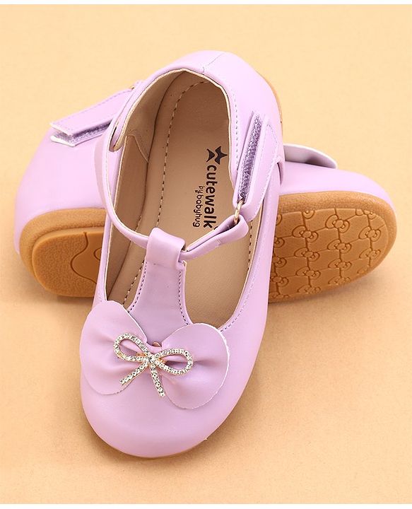 Cute Walk by Babyhug Ballerinas with Velcro Closure & Bow Applique- Pink