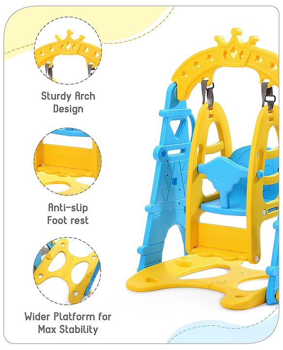 Babyhug 3 in 1  Swing and Slide with Basket Ball Hoop Activity Play Set |Durable and Sturdy Material|Easy assemble Indoor & Outdoor Play|Coordination & Balance|Ideal Gift|Age 2-5 Years|BIS