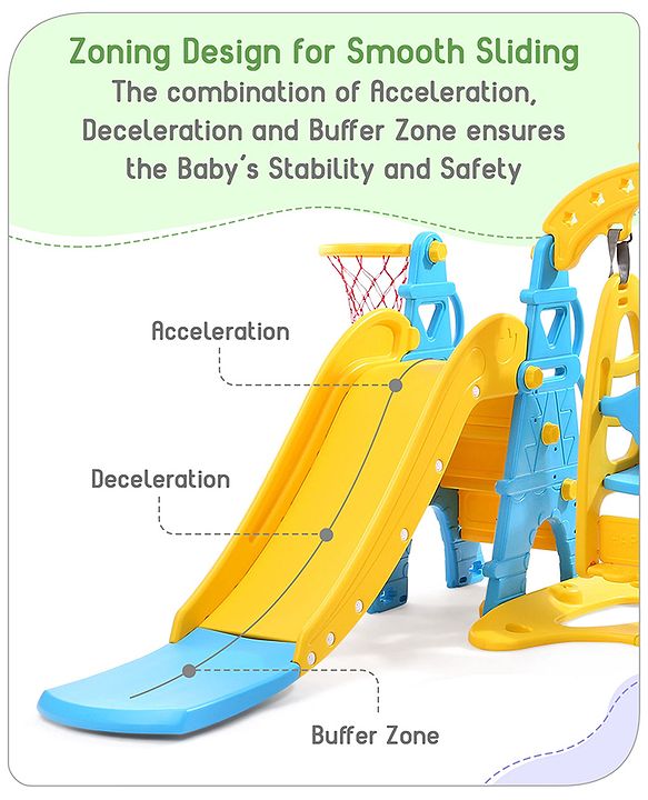 Babyhug 3 in 1  Swing and Slide with Basket Ball Hoop Activity Play Set |Durable and Sturdy Material|Easy assemble Indoor & Outdoor Play|Coordination & Balance|Ideal Gift|Age 2-5 Years|BIS