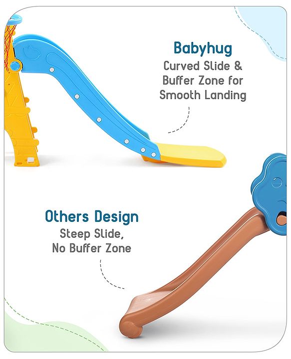 Babyhug  Kids Slide with Basketball Hoop & Easy Climb Ladder|Safe and Durable Material|Smooth Edges, Indoor-Outdoor Use|Balance & Coordination|Bright Colors,Easy to Assemble Setup|2-6 Years|BIS