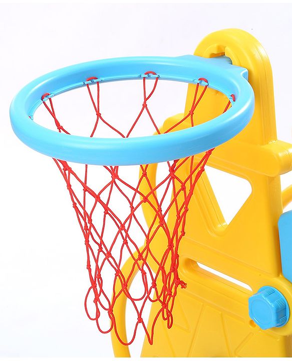 Babyhug  Kids Slide with Basketball Hoop & Easy Climb Ladder|Safe and Durable Material|Smooth Edges, Indoor-Outdoor Use|Balance & Coordination|Bright Colors,Easy to Assemble Setup|2-6 Years|BIS