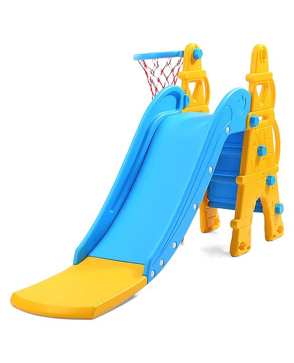 Babyhug  Kids Slide with Basketball Hoop & Easy Climb Ladder|Safe and Durable Material|Smooth Edges, Indoor-Outdoor Use|Balance & Coordination|Bright Colors,Easy to Assemble Setup|2-6 Years|BIS