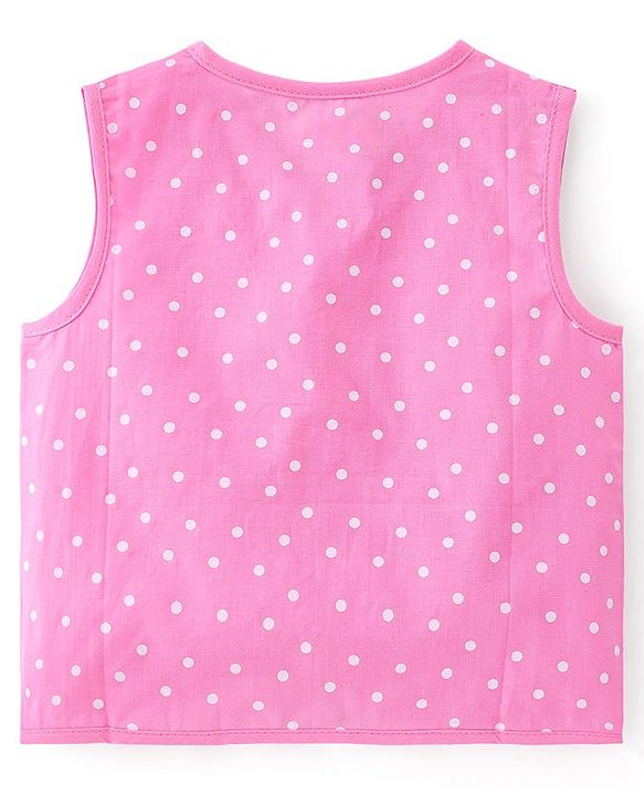 Babyhug 100% Cotton Knit Sleeveless Jhablas Polka Dot & Strawberry Print Pack of 3 - Pink White & Yellow