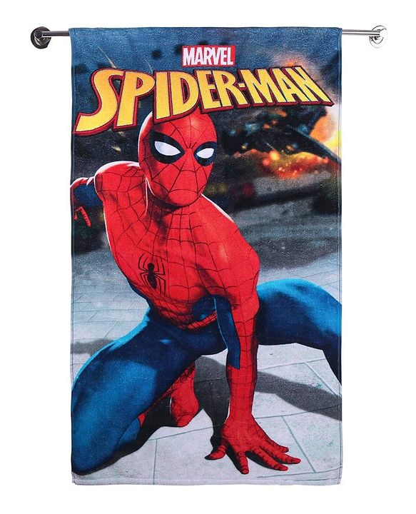 Babyhug Marvel Cotton Woven Spiderman Digital Printed Towel L 101.6 x B 55.8 cm - Multicolour