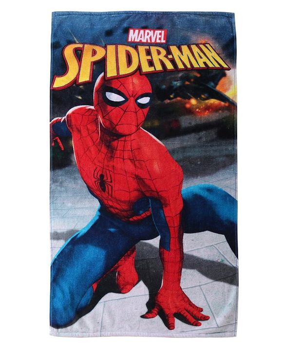 Babyhug Marvel Cotton Woven Spiderman Digital Printed Towel L 101.6 x B 55.8 cm - Multicolour