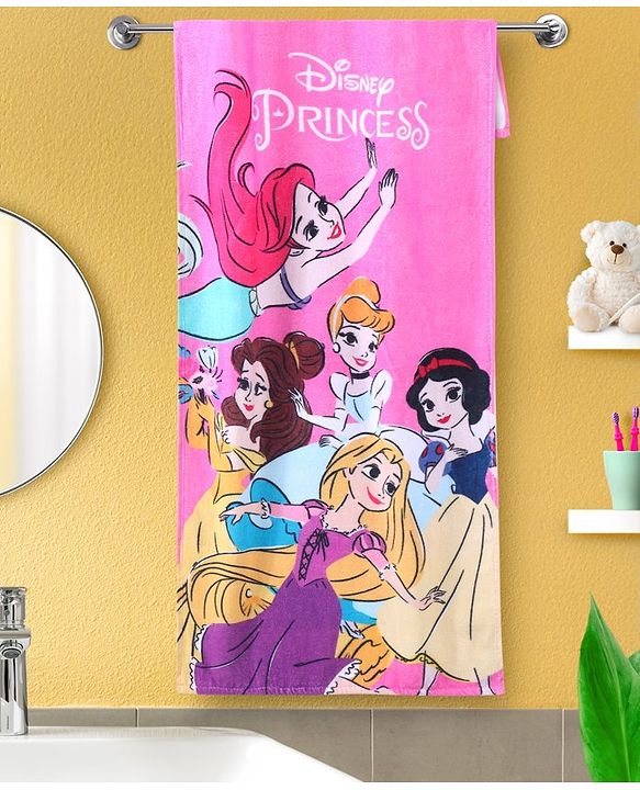 Babyhug Disney Princess Digital Printed Towel L 108 x B 70 cm - Pink