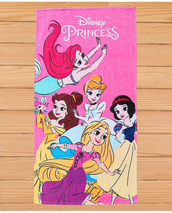 Babyhug Disney Princess Digital Printed Towel L 108 x B 70 cm - Pink