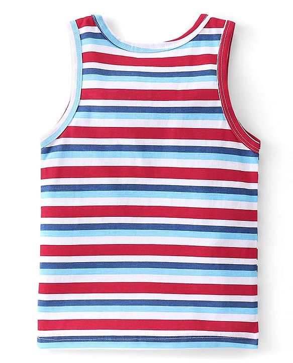Babyhug 100% Cotton Sleeveless Sandos Crab Print Pack of 3 - Blue & White