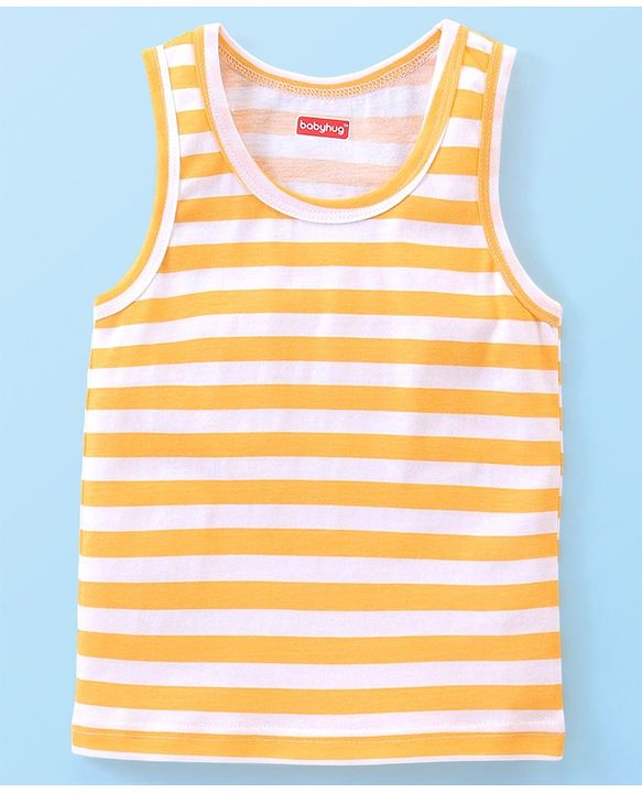 Babyhug 100% Cotton Sleeveless Sando Striped & Lion Print Pack of 3 - Multicolour