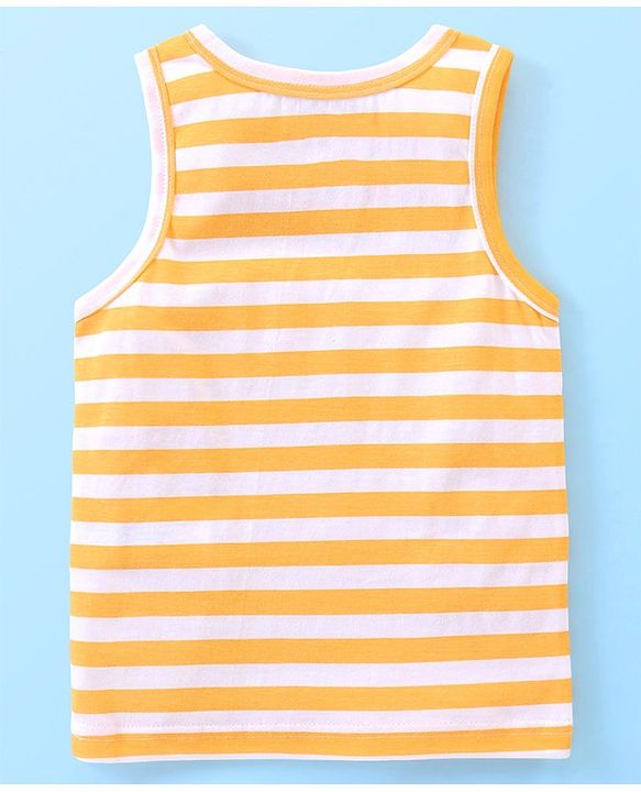 Babyhug 100% Cotton Sleeveless Sando Striped & Lion Print Pack of 3 - Multicolour