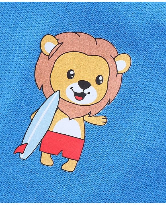 Babyhug 100% Cotton Sleeveless Sando Striped & Lion Print Pack of 3 - Multicolour