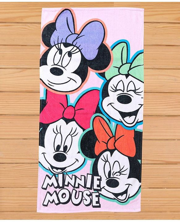 Babyhug Disney Minnie Mouse Digital Printed Towel  L 101.6 x B 76.2 cm - Light Pink