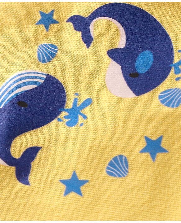 Babyhug 100% Cotton Knit Sleeveless Striped & Whale Printed Sando Pack of 3 - Multicolour