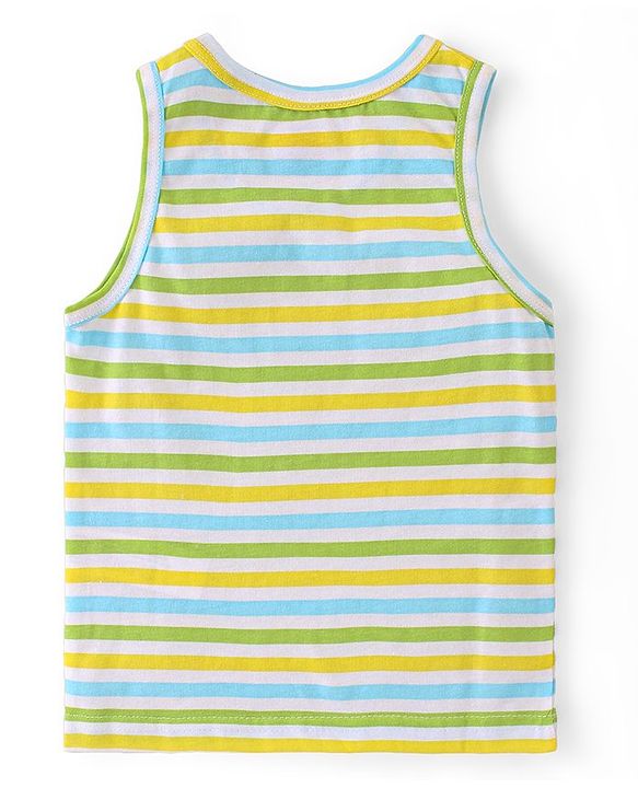 Babyhug 100% Cotton Knit Sleeveless Striped Sando Pack of 3 - Multicolour
