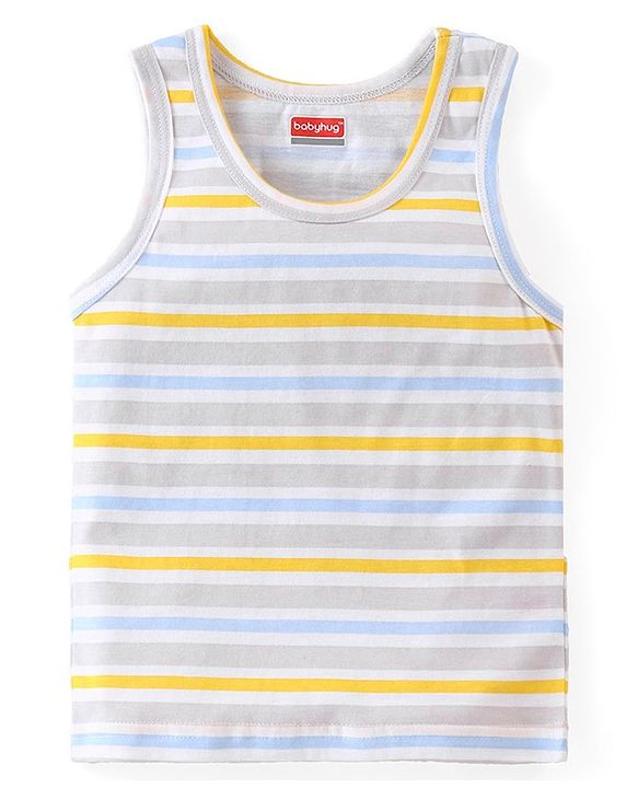 Babyhug 100% Cotton Single Jersey Sleeveless Vests Striped & Basketball Print Pack Of 3 - Multicolor
