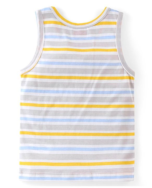 Babyhug 100% Cotton Single Jersey Sleeveless Vests Striped & Basketball Print Pack Of 3 - Multicolor