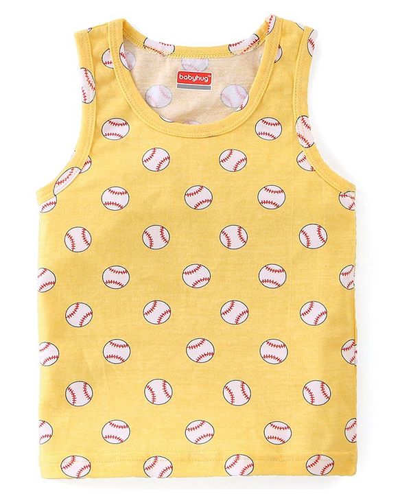 Babyhug 100% Cotton Single Jersey Sleeveless Vests Striped & Basketball Print Pack Of 3 - Multicolor