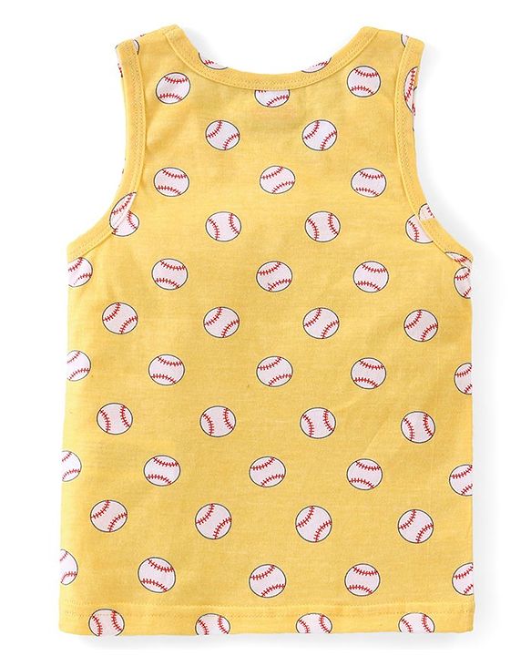 Babyhug 100% Cotton Single Jersey Sleeveless Vests Striped & Basketball Print Pack Of 3 - Multicolor