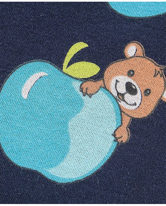 Babyhug 100% Cotton Knit Half Sleeves Romper With Bear Print Pack of 2 - Blue