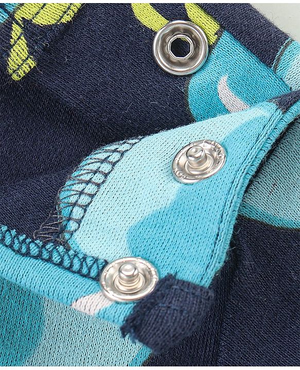 Babyhug 100% Cotton Knit Half Sleeves Romper With Bear Print Pack of 2 - Blue