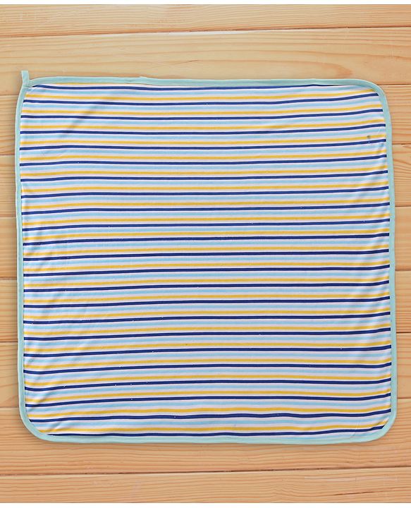 Babyhug Cotton Interlock Two Layer Hooded Towel Bear Print L 76 x B 76 cm - Blue